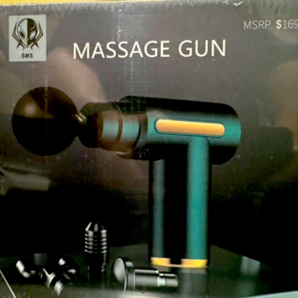 Black and Teal Massage Gun